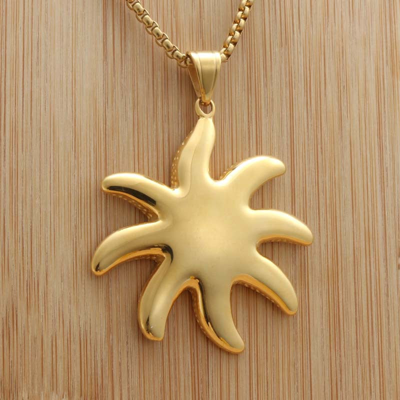 Punk-Inspired Titanium Steel Starfish Necklace for Men - Retro Trendy Pendant by Planderful