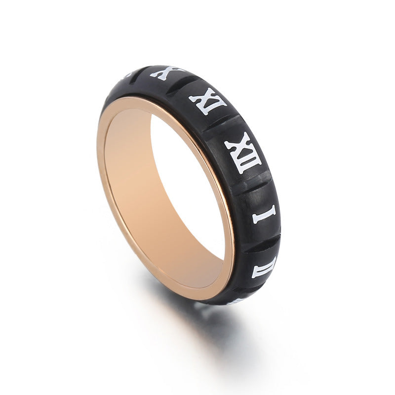 Couple Ring, Japanese And Korean Creative Stainless Steel Sand Surface Can Be Rotated