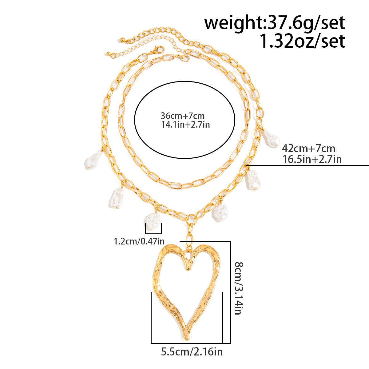 Oversized Hollow Heart Pearl Necklace