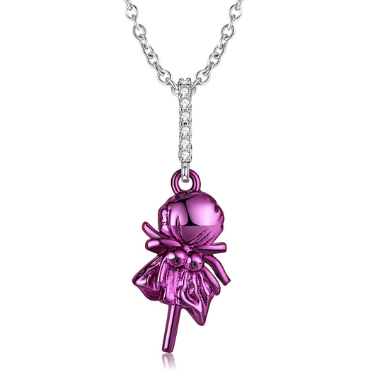 Purple Lollipop Pendant Silver Necklace