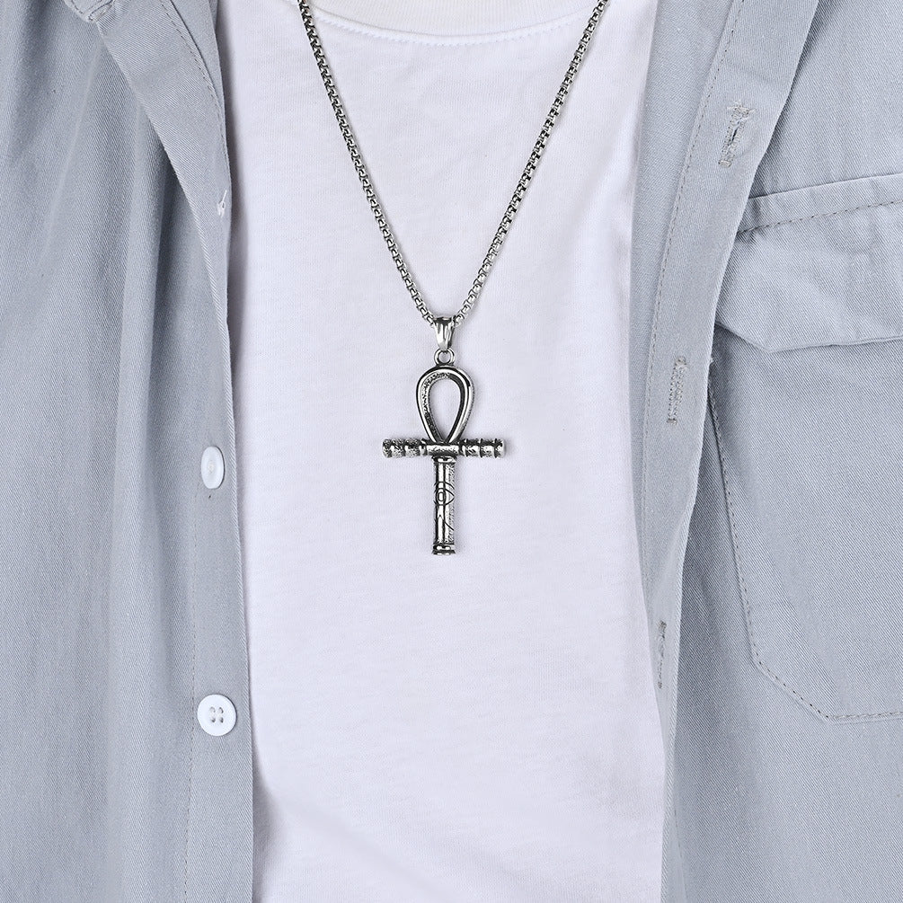 Egyptian Eye Of Horus Ankh Necklace Titanium Steel Cross Pendant Planderful Everyday Genie Gift For Her