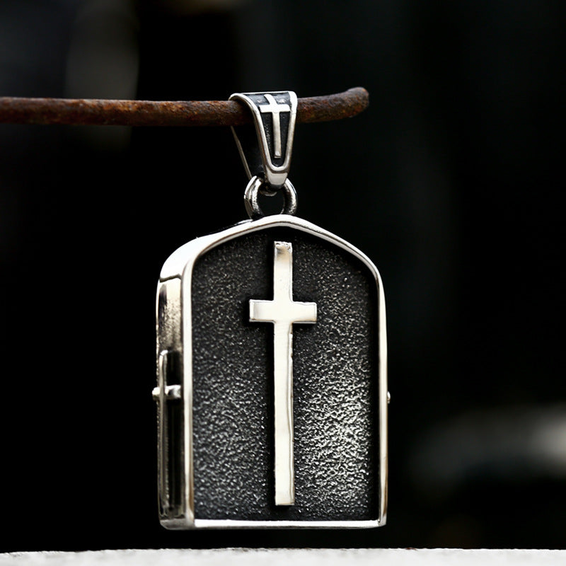 Retro Titanium Steel Grim Reaper Skull Cross Pendant for Men - Cross-Border Stainless Steel Jewelry