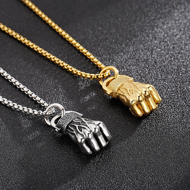 Titanium Steel Men's Hipster Rock Hip-Hop Sports Fist Pendant