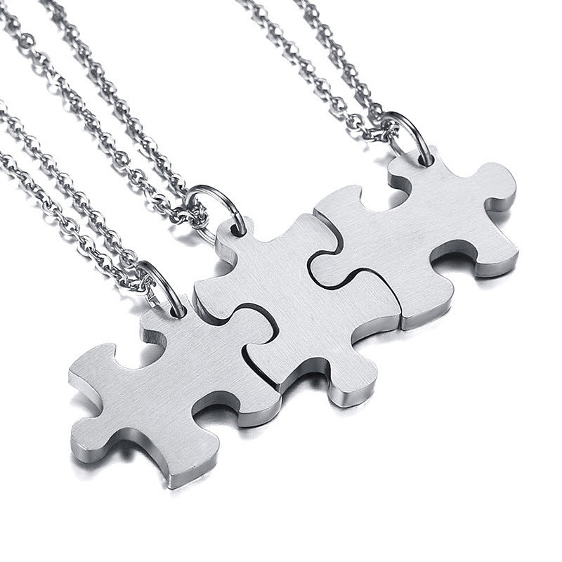 Stainless Steel Friendship Puzzle Necklace Gold Rose Gold Accessories
