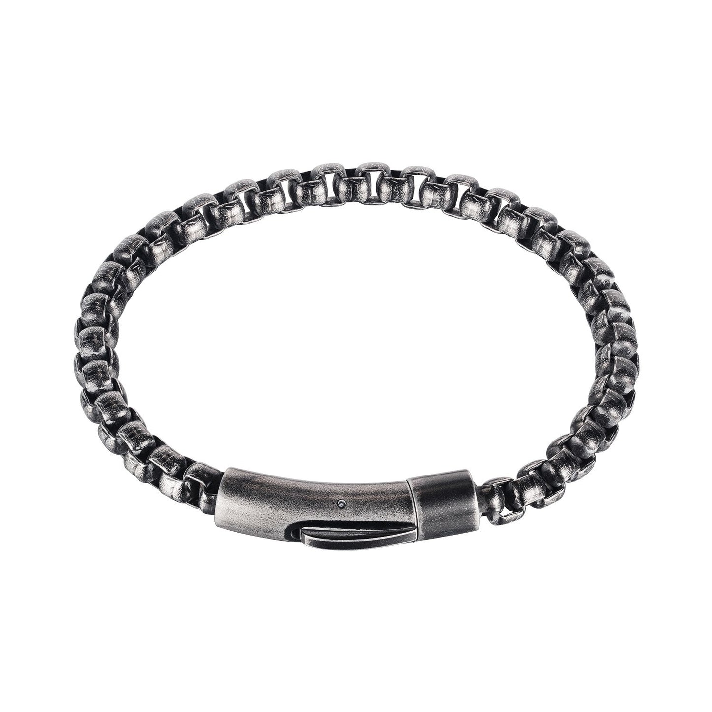 Planderful Titanium Steel Bracelet For Men With Magnet Buckle Square Pearl Chain Retro High End Hip Hop Jewelry