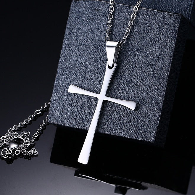 Korean Version Jewelry Simple Cross Necklace Pendant Titanium Steel for Men