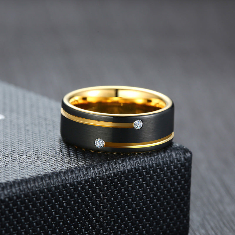 European And American Trendy Men's Ring Black Gold Wholesale