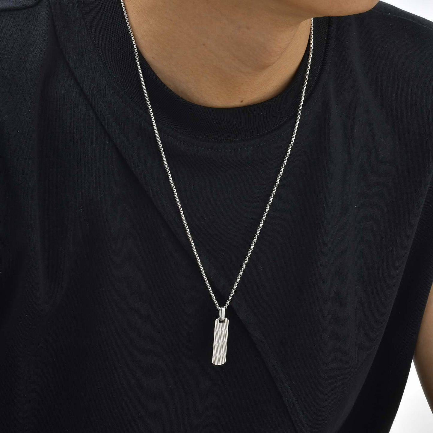 Europe – America – Stainless Steel Batch Flower Geometric Small Square Brand Pendant Necklace