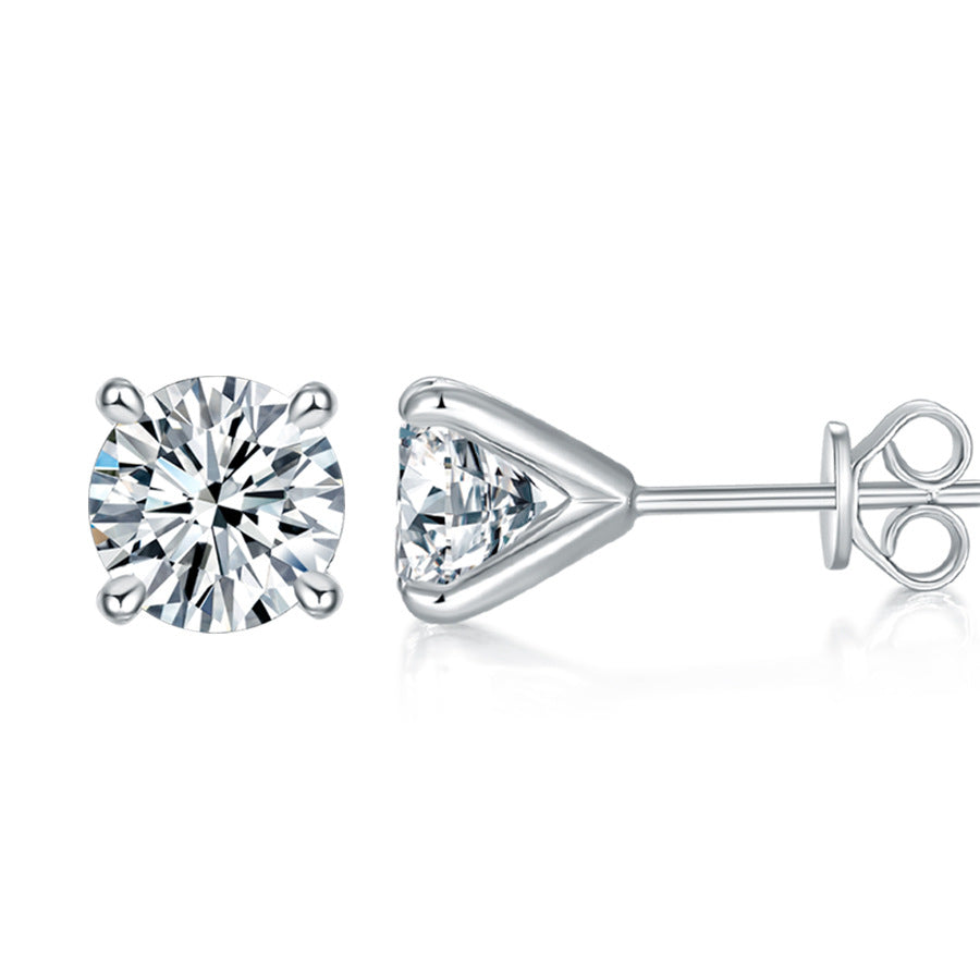 Amazon Hot-Selling Classic Four-Claw Moissanite Stud Earrings