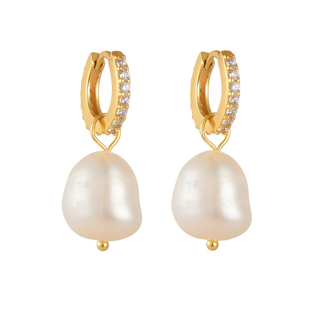 S925 Sterling Silver Freshwater Pearl Earrings Irregular Baroque Natural Pearl Ear Jewelry