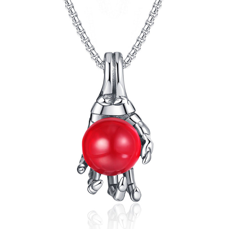 Steel Necklace – Statement Dragon Claw Pendant