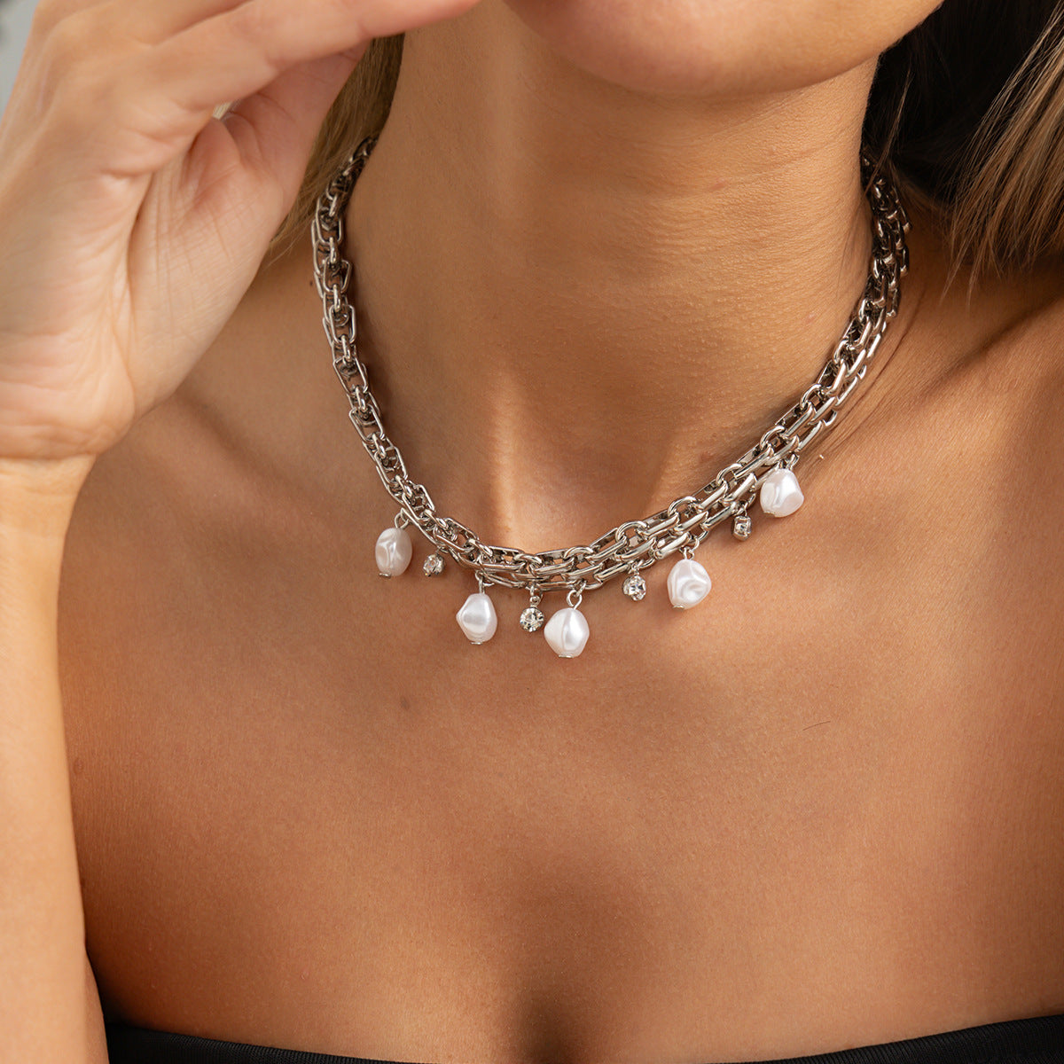 Y2K Heart, Star & Pearl Layered Choker