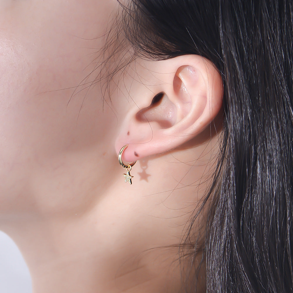 S925 Sterling Silver Pentagram Earrings Short Earrings