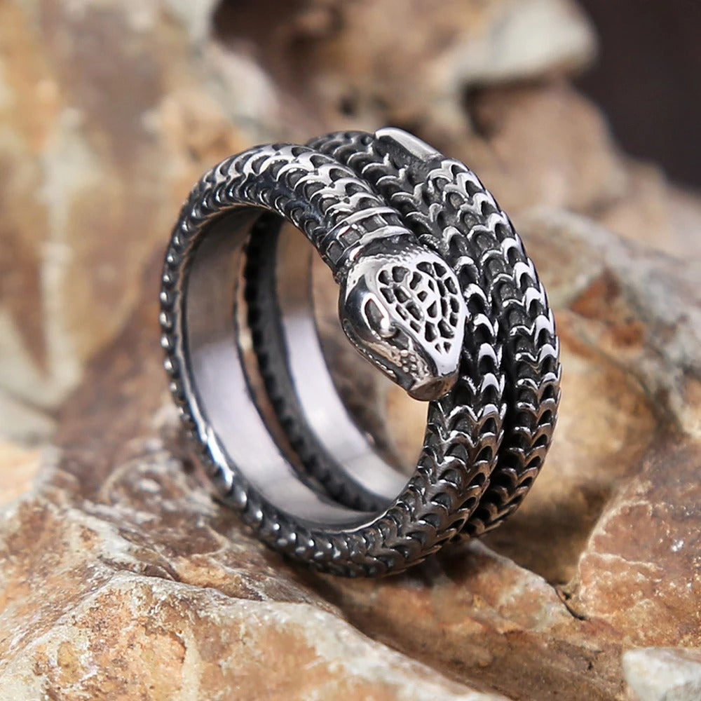 Punk Viking Snake Stainless Steel Men's Ring