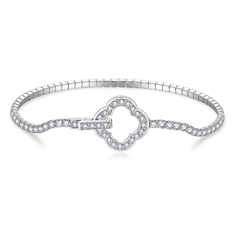 Ins Style Classic Four-Claw Moissanite Tennis Bracelet S925 Silver Plated 18k Platinum