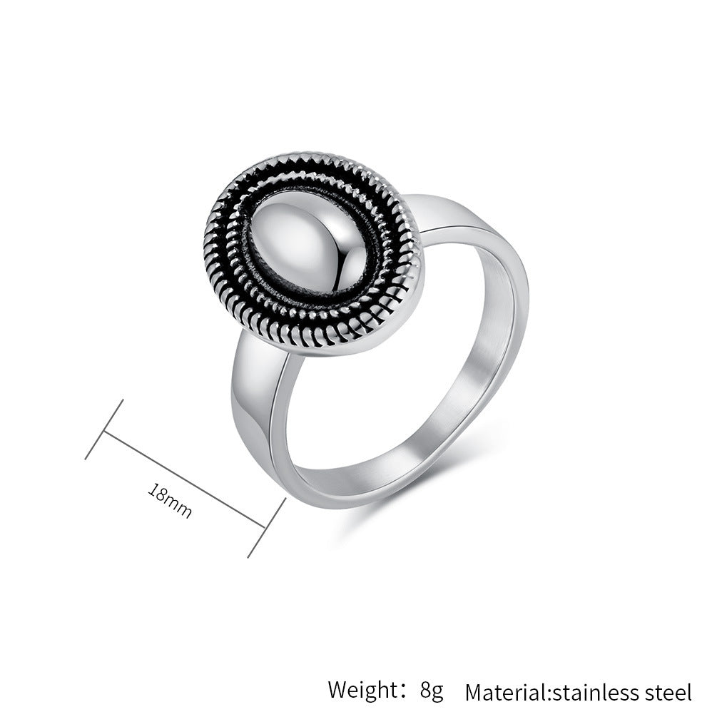 Planderful Titanium Ring For Women Twist Edge Mirror Oval Personalized Jewelry High Fashion