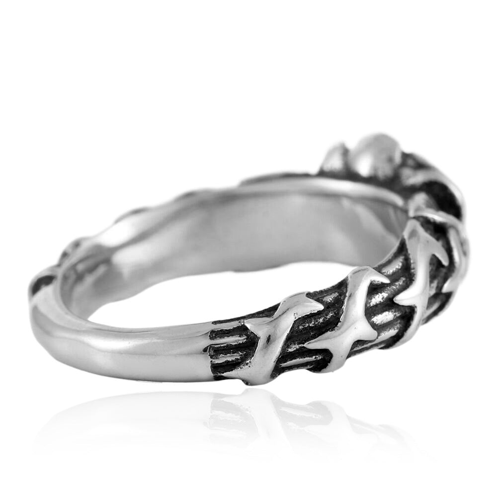 Titanium Steel Retro Floral Ring for Men - Trendy Personalized Rose Design