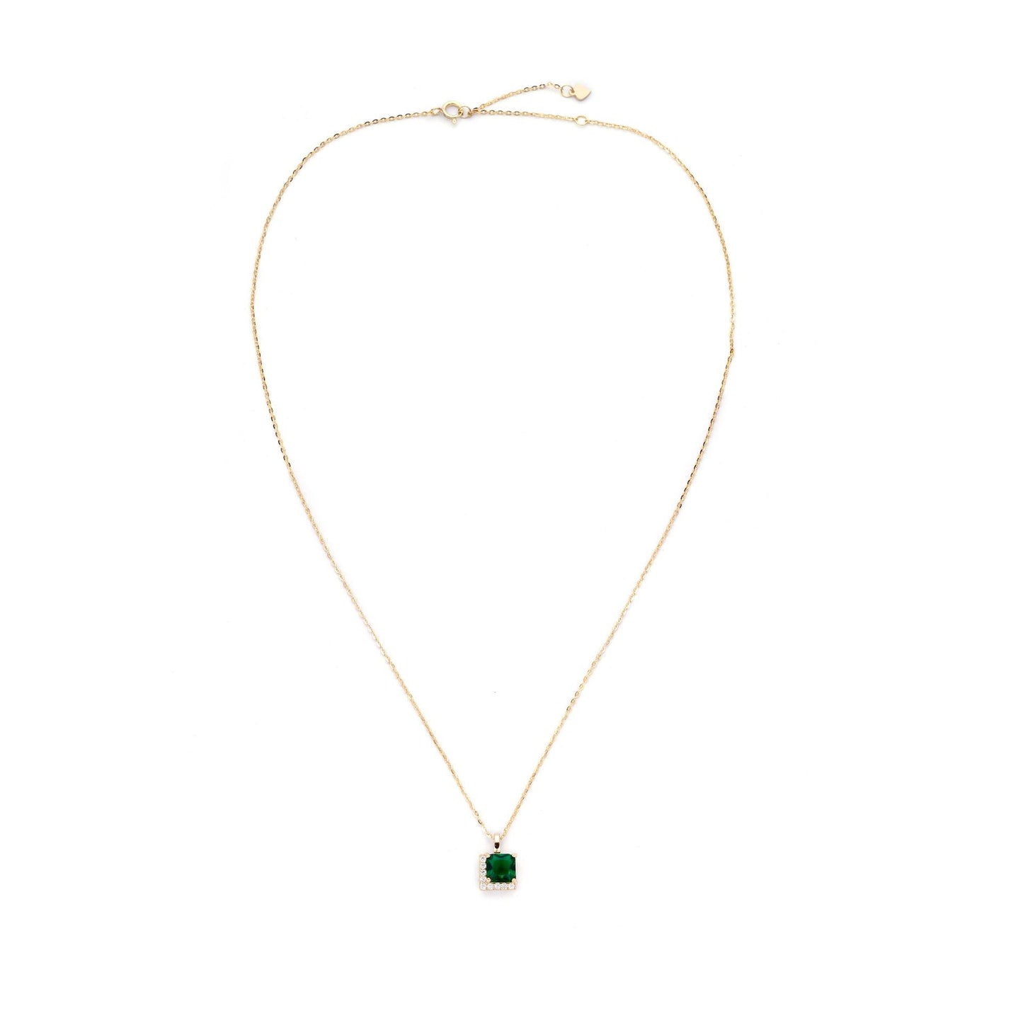 S925 Sterling Silver Emerald Zircon Pendant Necklace Luxury