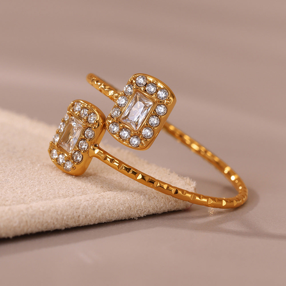 Planderful Zircon Ring For Girls 18K Gold Plated Slim