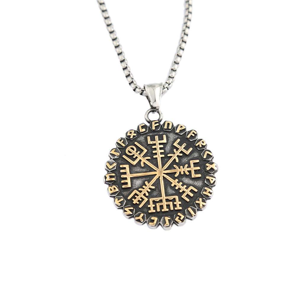 Planderful Viking Compass Rune Pendant Necklace for Men