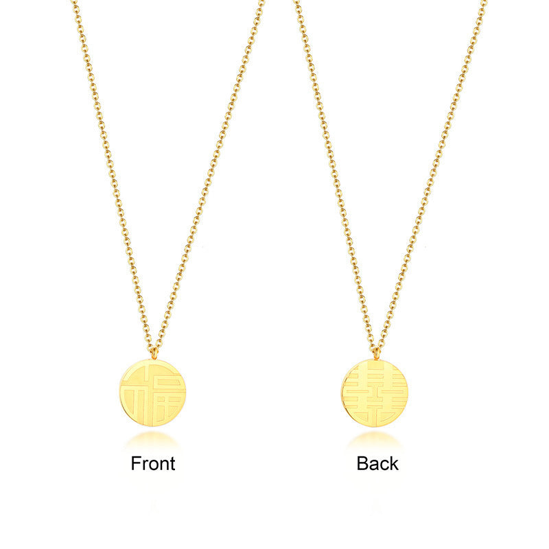 Stainless Steel Fu Necklace Gold Personalized Pendant Steel