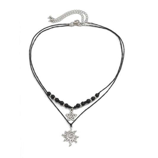 Sun & Star Frosted Bead Necklace