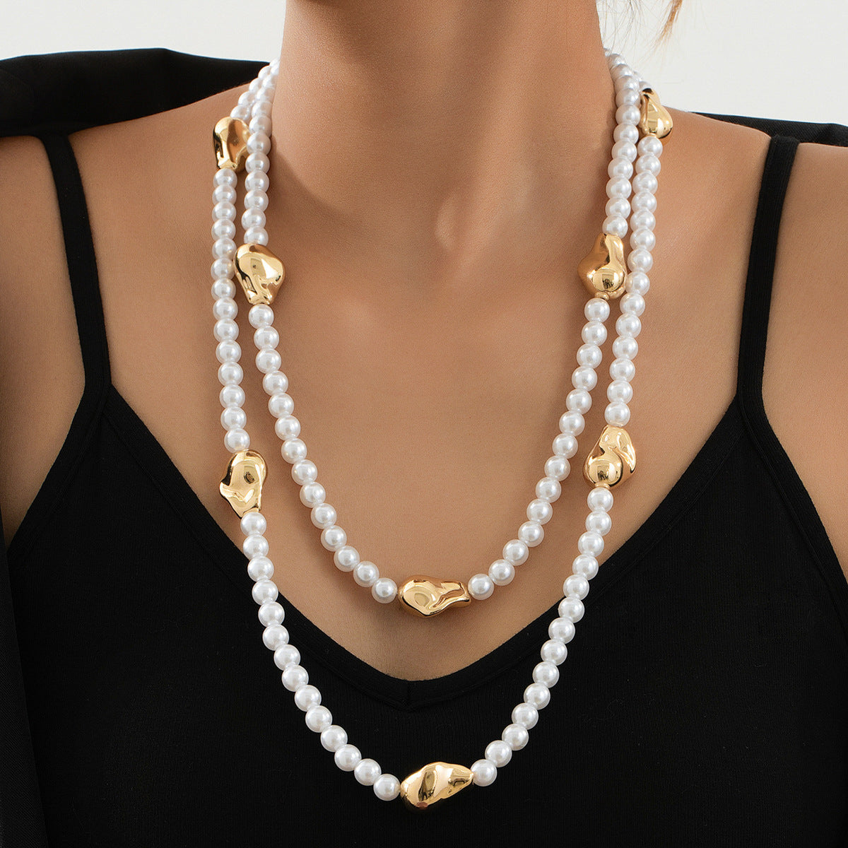Planderful Vienna Verve Necklace – Elegant Multi-Layer Imitation Pearl Design