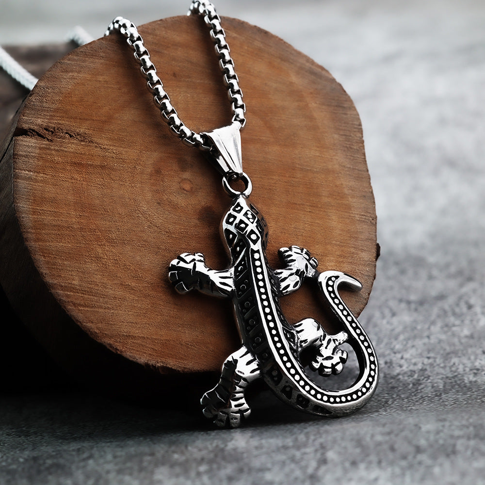 European and American Jewelry Titanium Steel Gecko Pendant for Men