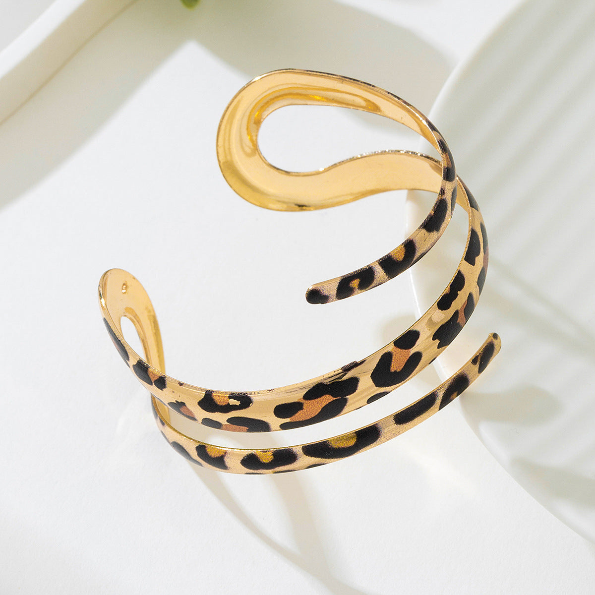 Leopard Print Three-Layer Women's Bracelet Ring Set Planderful