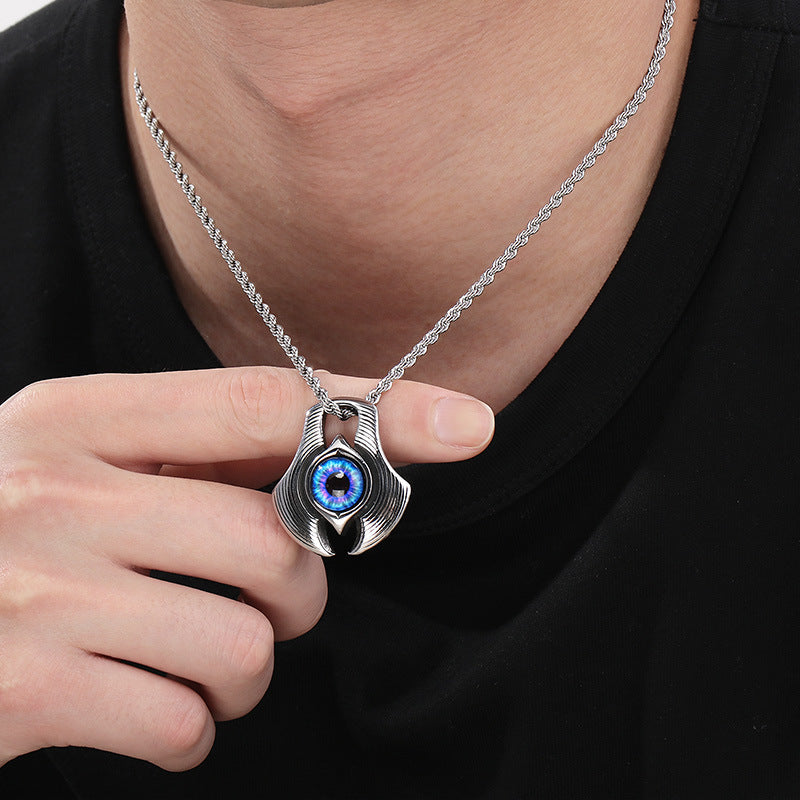 Planderful Bold Evil Eye Pendant For Men Titanium Steel