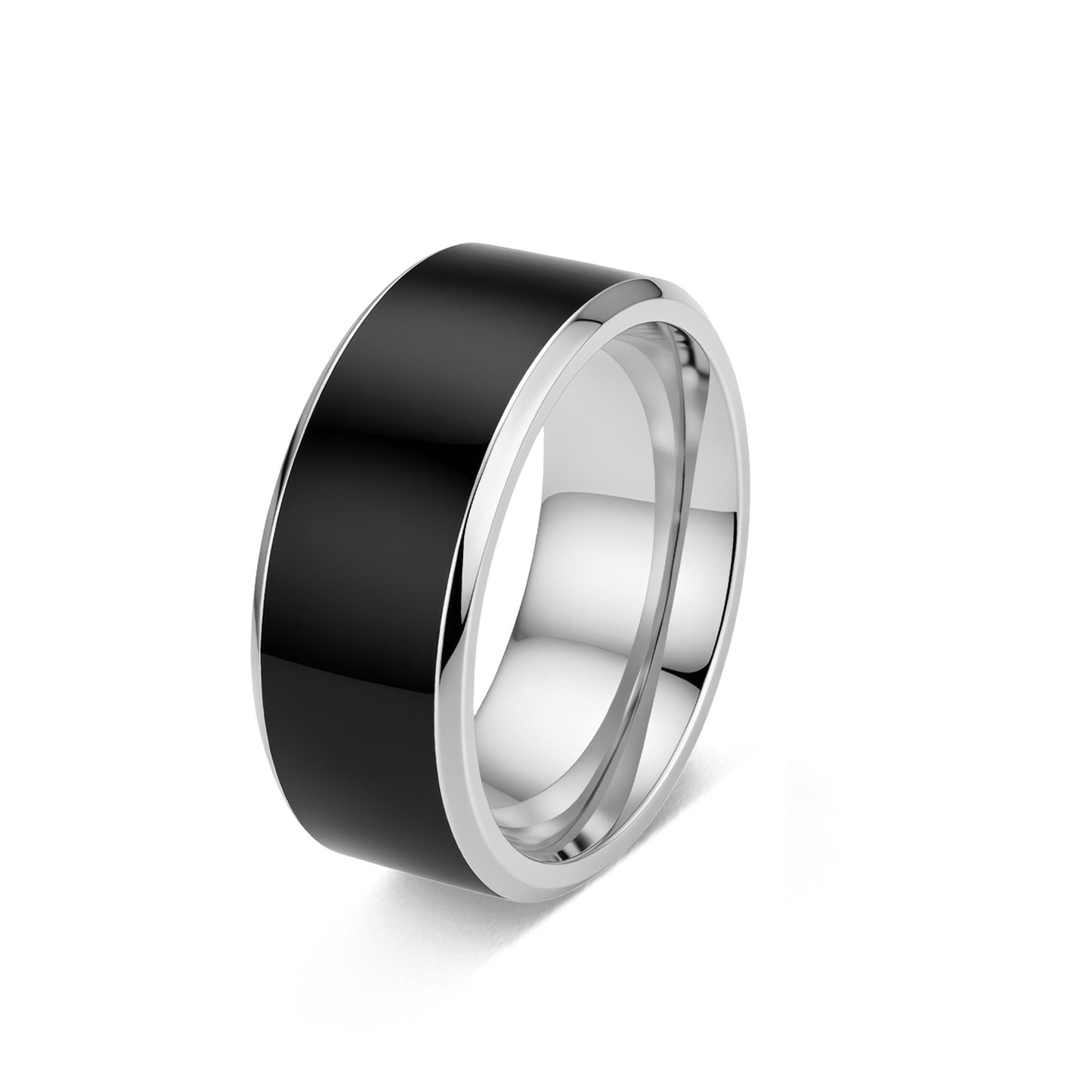 Stainless Steel Ring For Men Glossy Black Unisex Business Jewelry Planderful Everyday Genie Collection