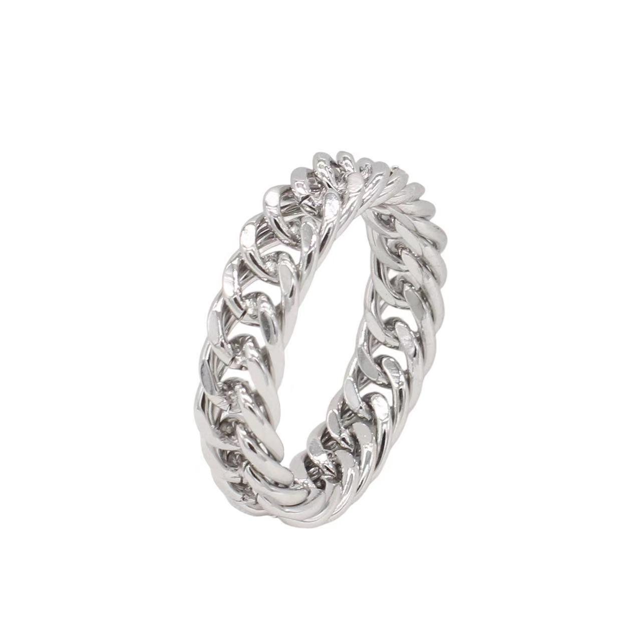 Planderful Jewelry Mens Titanium Steel Ring Simple Chain Design For Everyday Wear