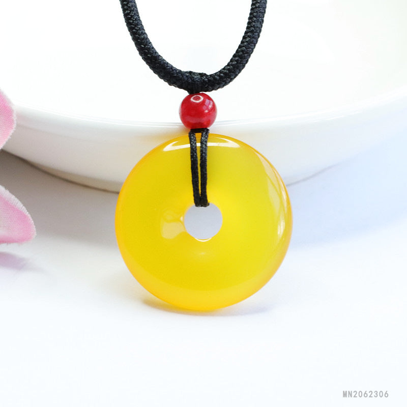 Yellow Chalcedony Peace Buckle Pendant