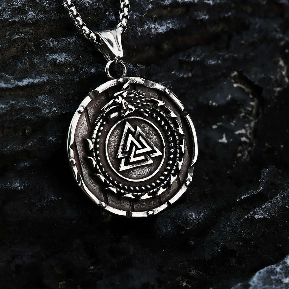 Nordic Retro Viking Triangle Symbol Men's Pendant Necklace