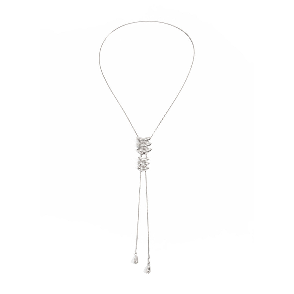 Pullable Adjustment Thin Snake Bone Chain Necklace Fish Bone Y-Shaped Long Clavicle