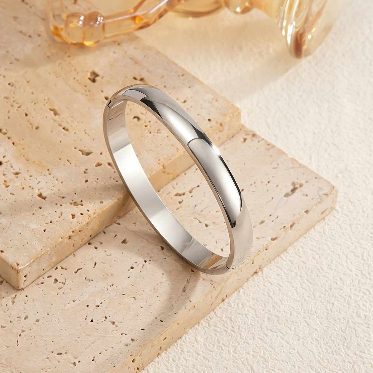 Planderful Vienna Verve Stainless Steel Open Ring Bracelet for Women Personalized Initials and Versatile Buckle