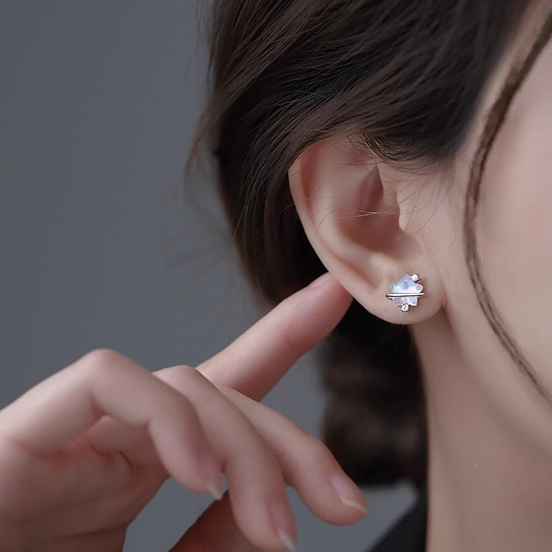 Planderful Sterling Silver Colorful Star Stud Earrings For Women Premium Luxury Fashion Jewelry Autumn Winter