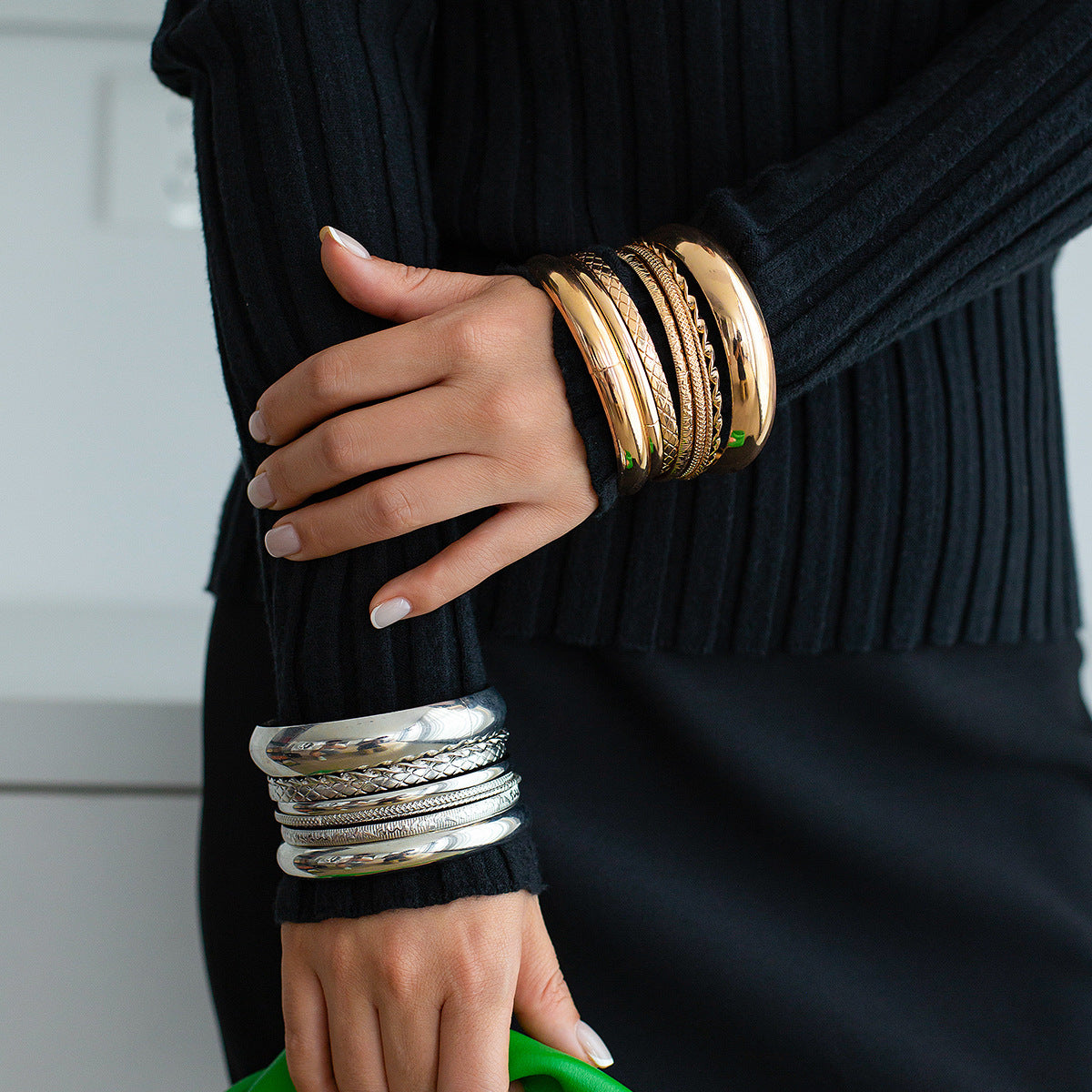 Bracelet Bracelet Retro Glossy Bracelet Set Exaggerated Snake Skin Threaded