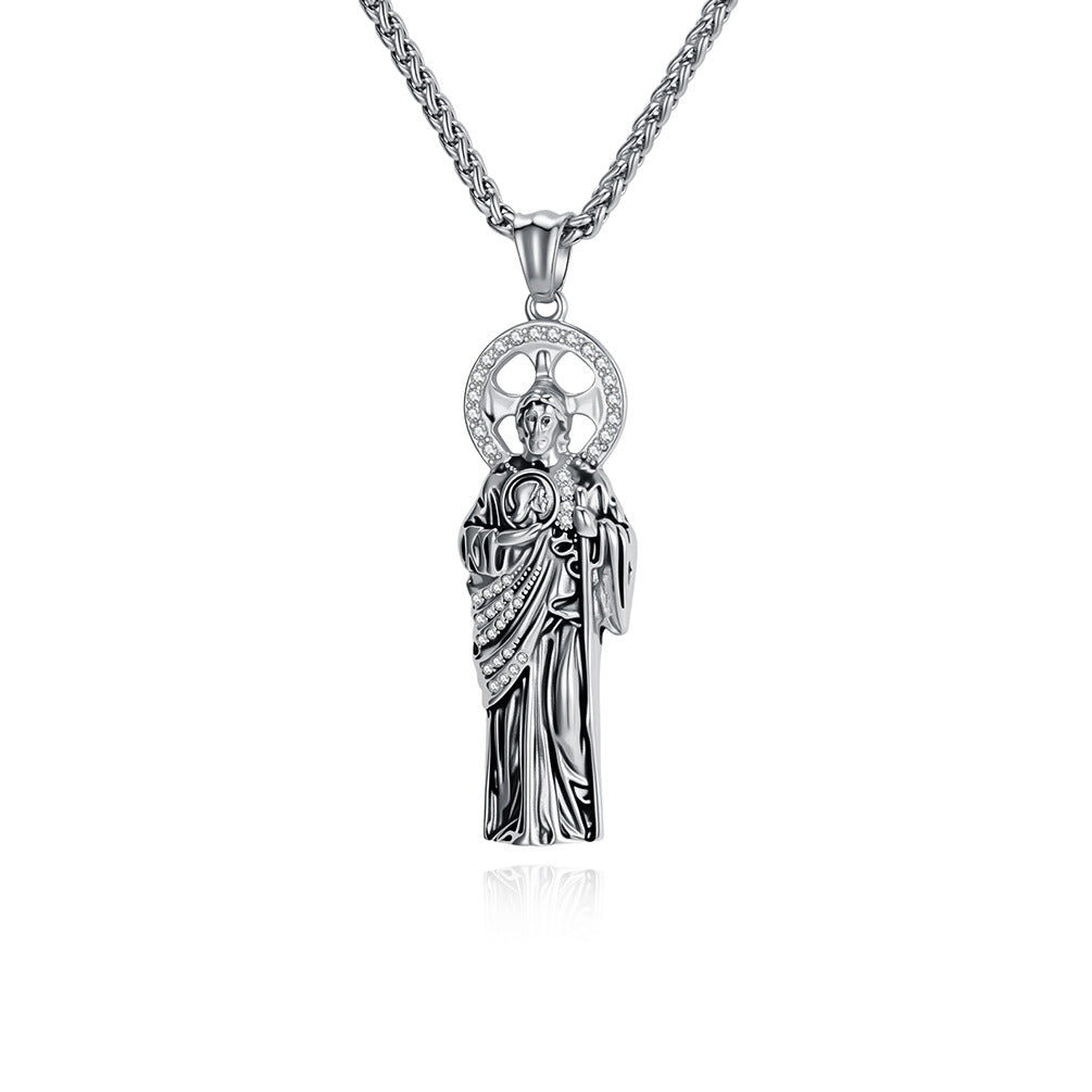St. Jude Stainless Steel Necklace Plated With 18k Gold St. Jude Patron Saint