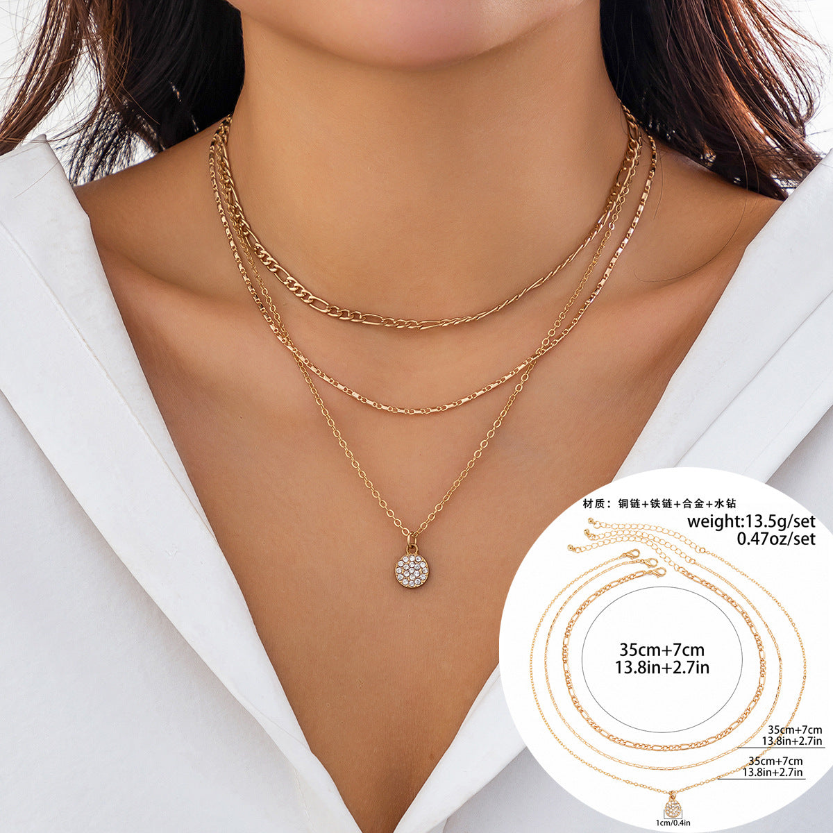 European and American Cross-border Classic Rhinestone Pendant Necklace with Imitation Pearls and Tassels