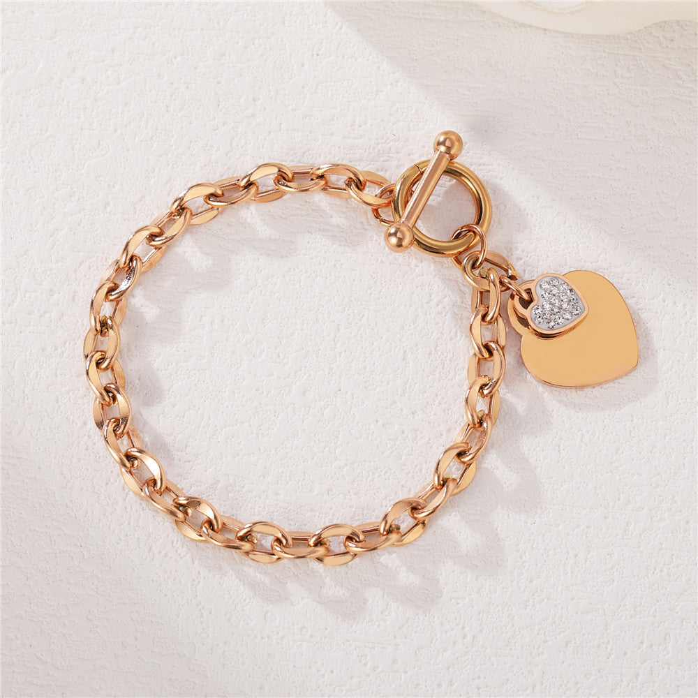 Peach Heart Titanium Steel Bracelet For Women By Planderful Everyday Genie Collection Statement Accessory