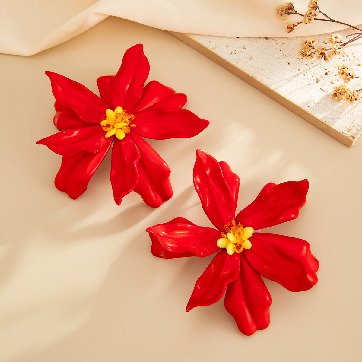 Planderful Vienna Verve Flower Earrings Exaggerated Three Dimensional Large Petal Statement Jewelry for Women