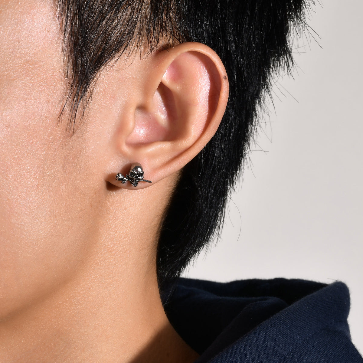 Modern Silver-Tone Stainless Steel Earring — Single