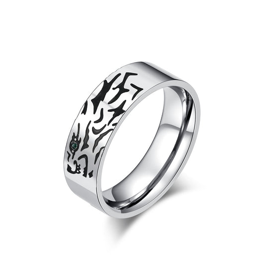 Planderful Everyday Genie Steel Ring Unisex Minimalist Stick Figure Animal Design Sizes To 12
