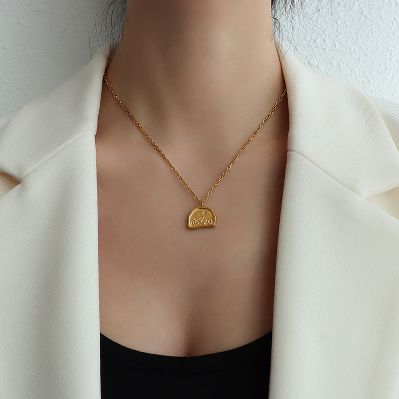 Irregular Titanium Gold Necklace with Hip-hop Design