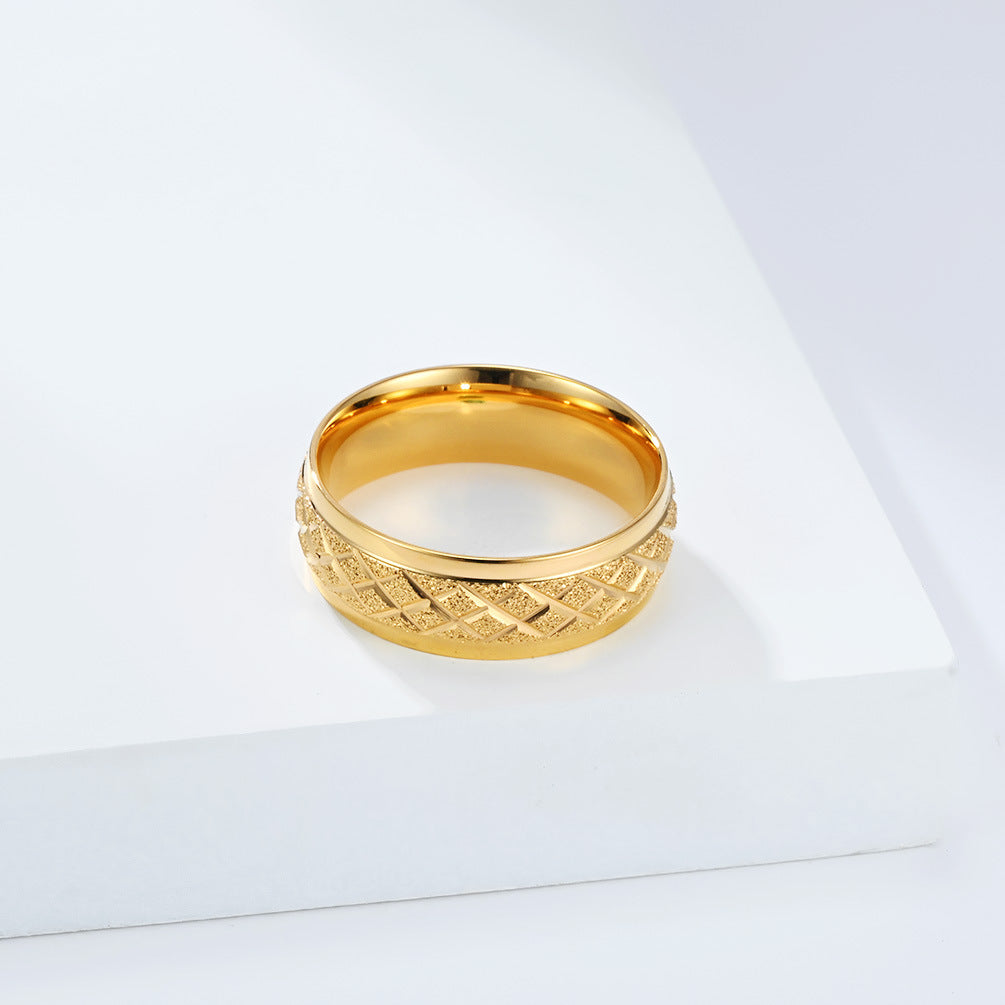 Planderful Geometric Titanium Steel Ring For Men Rhombus Pattern Everyday Commuter Jewelry