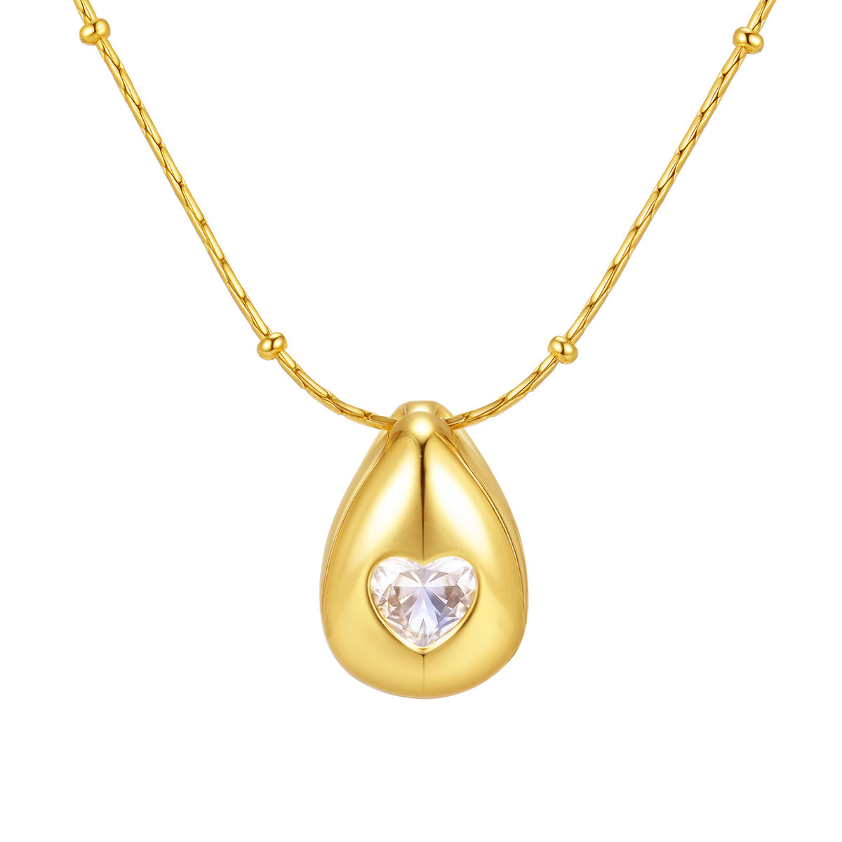 Heart Zircon Copper Necklace