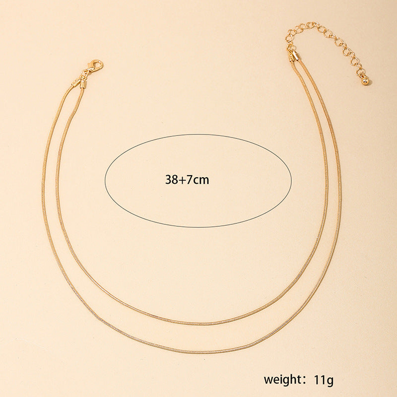 European Chic Double-Layer Chain Necklace with Minimalist Design Aesthetic