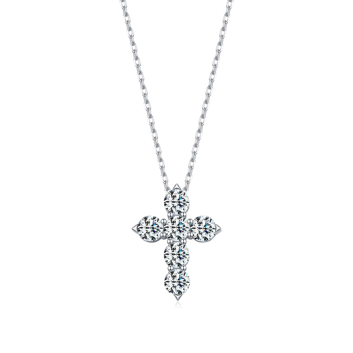 925 Sterling Silver Vintage Cross Moissanite Necklace