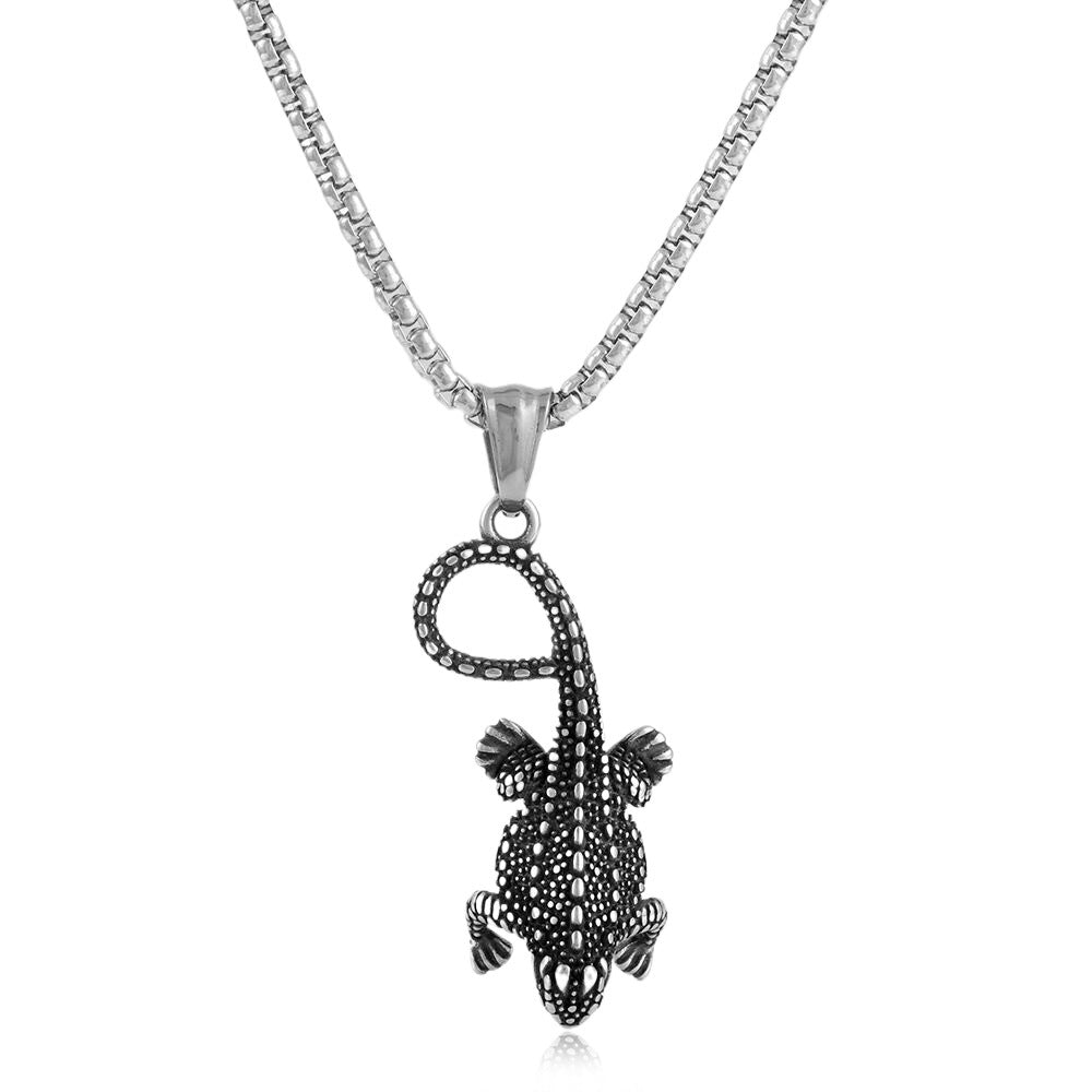 European And American Stainless Steel Lizard Pendant Necklace
